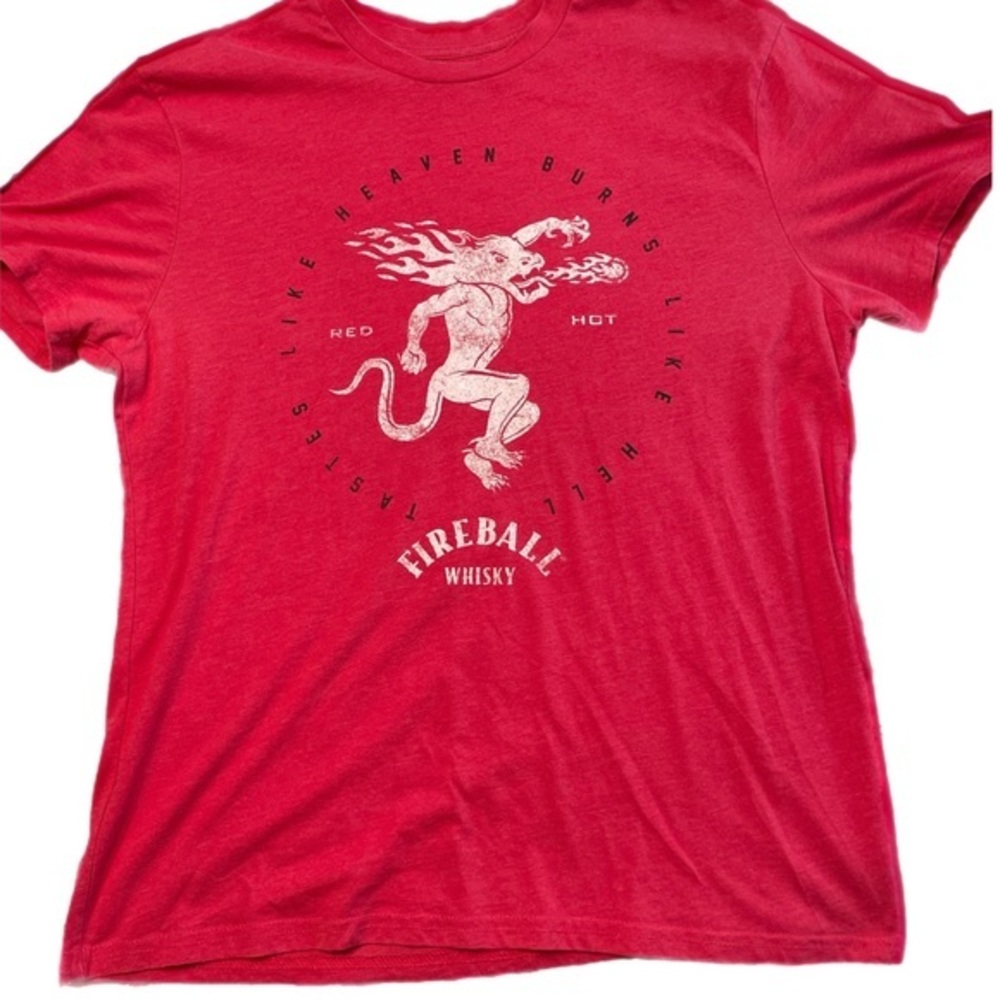 Fireball Whiskey Tastes Like Heaven Burns Like H*ll Red T-Shirt Large
